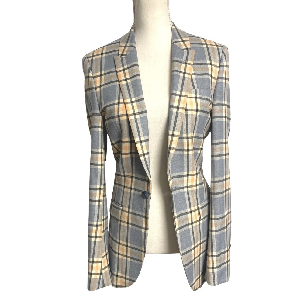 ASOS Design Blue Tartan Plaid Blazer Jacket Women's Small/34 Bust